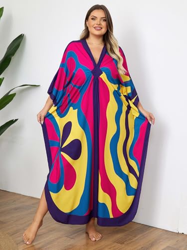 Image of Kaftan Dress for Women - Plus Size Caftan Maxi Beach Dress Moo Moos Loungewear, Swimsuit Cover Up for Beach, Pool or Vacation