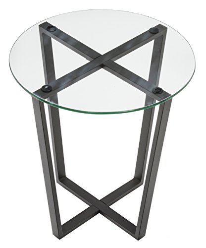 Mango Steam Metro Glass End Table - Clear Top/Black Base