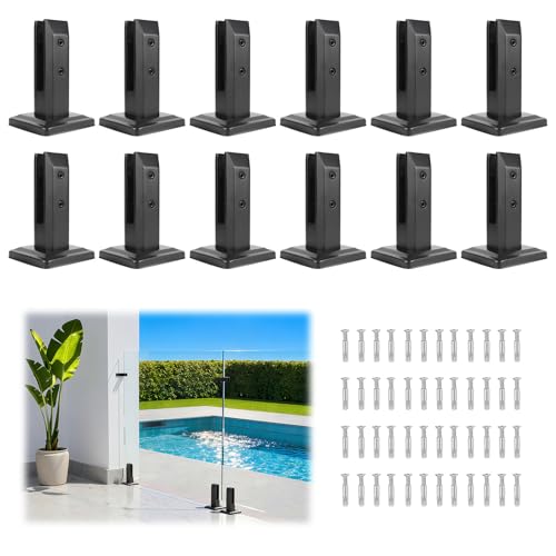 LukLoy 12 Pack Frameless Glass Railing Spigots, 304 Stainless Steel Black