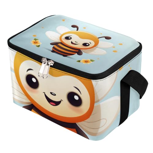 Lunch Bags for Women Men 9 Cans,Bee Hot & Cold Food Delivery Bag Insulated Grocery Bag Insulated Lunch Box Lovely Bee Cooler Bag for Office Work Picnic Beach