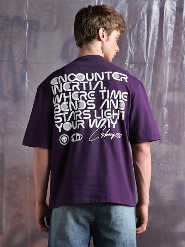 Image of Hubberholme Men Cotton Printed Oversized Round Neck Half Sleeves Tshirts