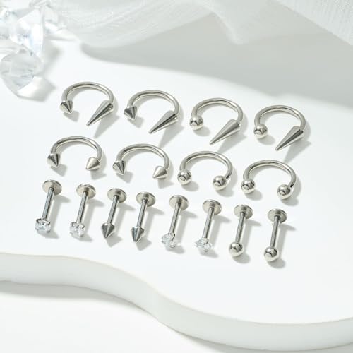 Zolure 16g Lip Rings Horseshoe Labret Jewelry Lip Barbell Ring Spike Snake Bite Piercing Jewelry Tragus Helix Earrings Studs Medusa Piercing for Women Men4