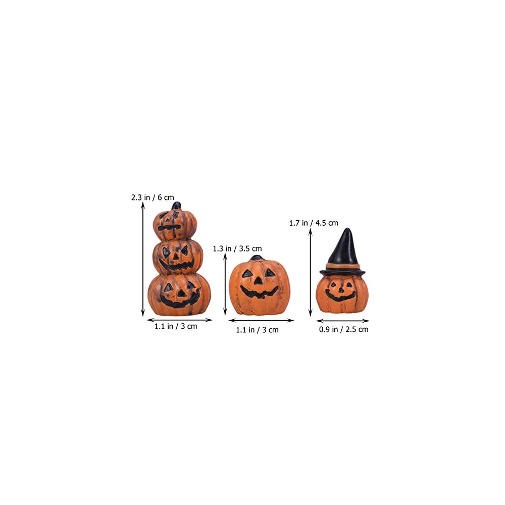 yardwe 3pcs halloween fairy garden miniature pumpkin figurine decorations ornaments doll house accessories halloween party favors bag fillers