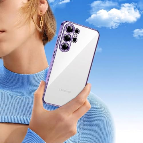 Image of VONZEE Clear Logo Electroplating Transparent Case for Samsung S26 Ultra 5G, Magnetic Plating Electroplate TPU Cover, Individual Camera Protection for Each Lens - Deep Purple