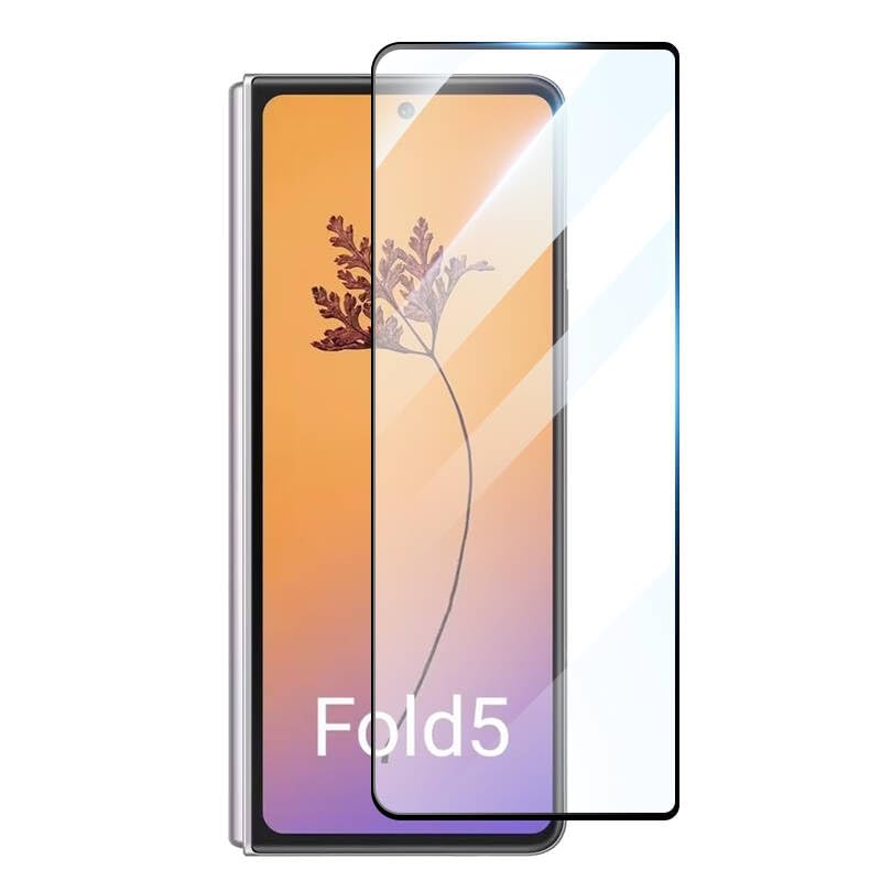 Zore Galaxy ile uyumlu Z Fold 5 Etnaa Cam Ekran Koruyucu Siyah