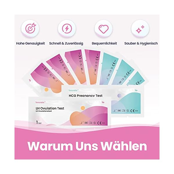 Femometer 20 ovulationstest + 5 Schwangerschaftstest 25 miu/ml optimaler Sensitivität mit Urinbecher – Bild 3