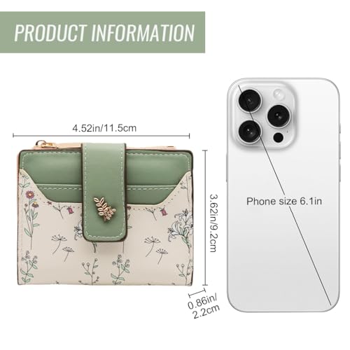 Image of PALAY Small Wallet for Women Stylish PU Leather Boho Flower Mini Ladies Purse with 7 Card Slots, 1 ID Window, 1 Zipper Coin Pocket Credit Card Holder Wallet Gift Bifold Wallets for Woman