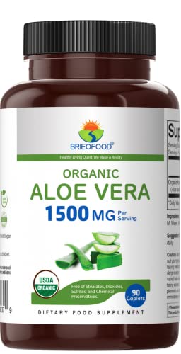 Brieofood Organic Aloe Vera 1500mg, 45 Servings, Vegetarian, Gluten Free, 90 Vegetarian Tablets - Image 3