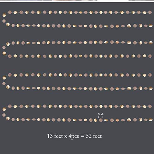 Decor365 Glitter Champagne Gold Decorations Paper Circle Dots Garland Party Streamers Bunting Backdrop Hanging Decor Banner/Wedding/Bachelorette/Bridal Shower/Christmas/New Year/Home/Engagement/ #TOP4