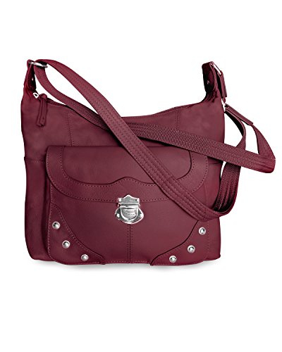 Roma Leathers Studded Concealment Purse - Premium Cowhide Leather - Wine - Dual Gun Entry - Designed in U.S.A.