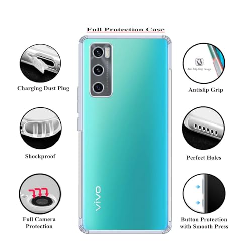 Image of COVERBLACK Soft Rubber Silicon Clear Back Cover Compatible Model for Vivo V20 SE - Transparent