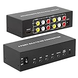 4 Port AV to HDMI Converter 1080P, Fit for RCA/Composite/CVBS to HDMI Converter Adapter, Support 16:9/4:3 Switch, Compatible with Wii N64 PS1 PS2 PS3 VHS VCR DVD Players etc (with Remote)