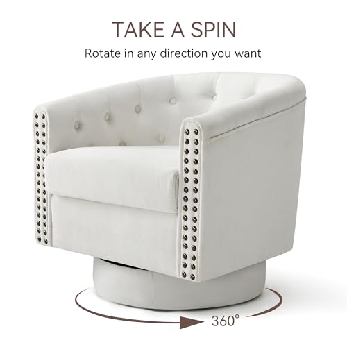 Sillón giratorio curvo tela blanco marfil miniatura 5