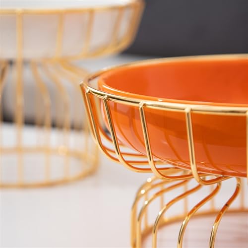 Estante para postres y dulces de cerámica dorada con dos capas desmontables 4