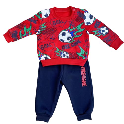Elim Survétement bébé garçon sweat imprimé et pantalon joggingbébé garçon de 12 mois à 36 mois (rouge/bleu, 18 MOIS)