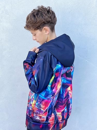 Idgreatim 6-14T Boys Zip Up Hoodies Kids 3D Graphic Hoody Sweatshirt Zipper Pullover with Pockets