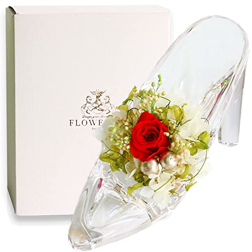 ガラスの靴 プリザーブドフラワー ギフト 薔薇 バラ 贈り物 誕生日 プレゼント 花 ガラス フラワーアレンジメント Flowerium