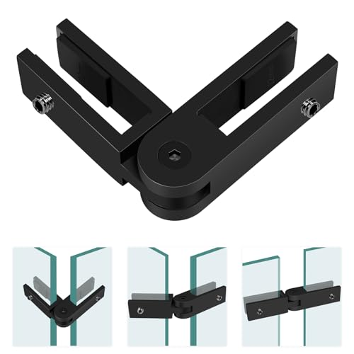 Image of Adjustable Glass to Glass Clamp, 90-180-270 Degree Matte Black Railing Clamps, Stainless Steel T304 Railing Clips Brackets for Fence, Balustrade, Balcony Deck, Indoor & Outdoor