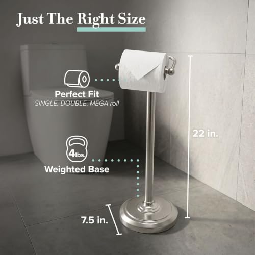 Image of Gatco 1436SN Pedestal Toilet Paper Holder, Satin Nickel