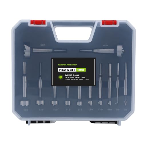 HSAWBIT Forstner Drill Bits for Wood, 12PCS Wood Drill Bit Set (6,8,10,12,13,15,18,20,23,25,30,35mm) Hole Cutter Woodworking Hinge Hole Saw