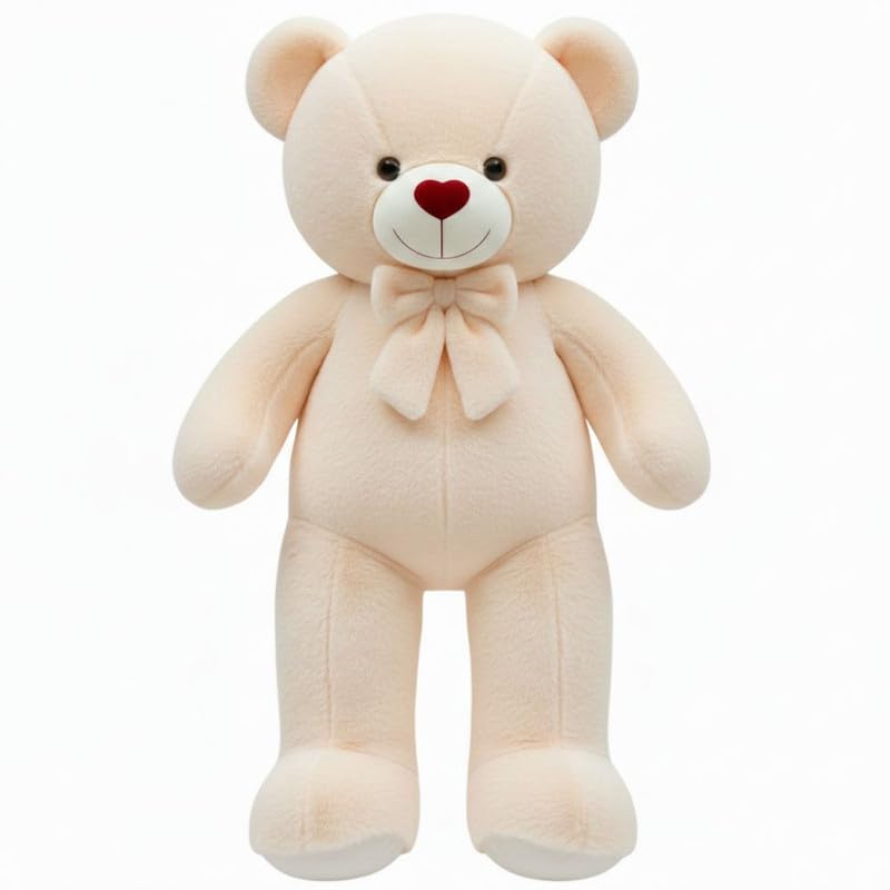 MOSU 4 Feet Cream Rabbit Fur Teddy Bear | Big Giant Soft Plush Stuffed Toy | Cute Large Teddy for Hugging | Best Gift for Girlfriend Wife Kids