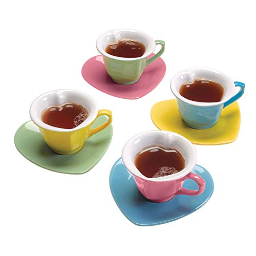 (Set of 4) Heart Shaped Cups And Saucers...