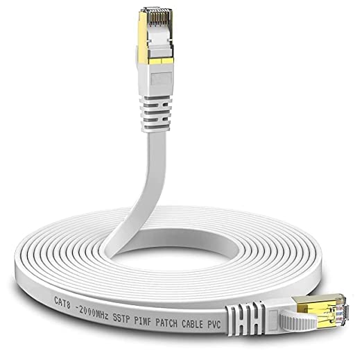 FEDUS Cat7 Pure Copper Flat Ethernet Cable RJ45 LAN Cable Patch Network Cable10 Gigabit 600MHZ Internet Cable RJ45 Wire Cord to Computer for Gaming, Modem, Router, LAN ADSL (3 Meter)