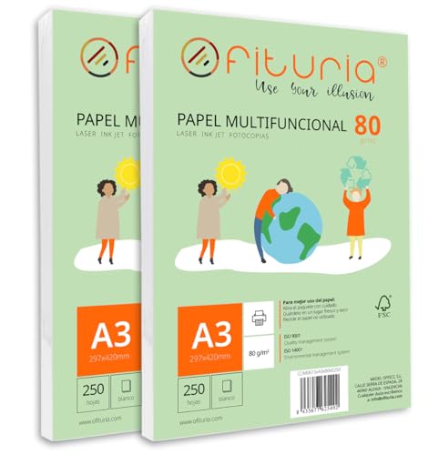 Papier A3 80g Ofituria contre les bourrages - 500 feuilles blanches pour photocopieuse nettes