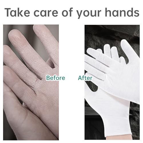 Weiße Baumwollhandschuhe, 15 Paar(30 Stück) Feuchtigkeitsspendende Handschuhe, Handschuhe 100% Baumwolle Weiche Bequeme Atmungsaktive Zwirnhandschuhe für tägliche Kosmetik- und Hautpflegearbeiten
