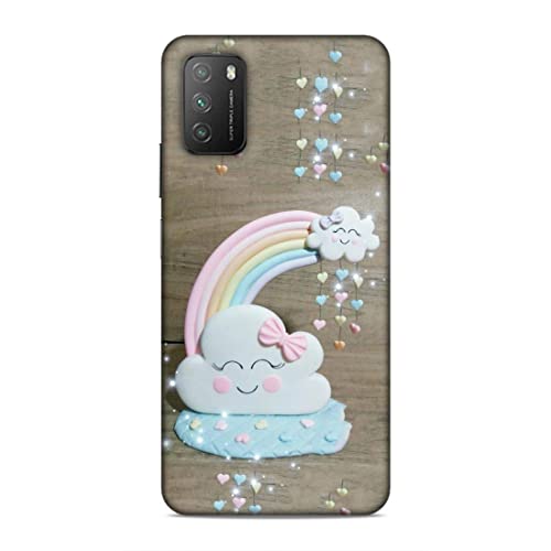 Image of Printed Mobile Back Hard Case Cover for Xiaomi Poco M3 | Smiley Cloud, Colourful Heart, Clay Art rainbow-2179