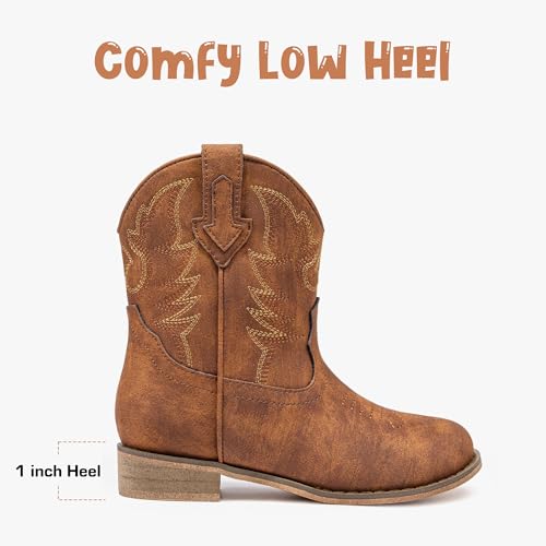 Image of Motasha Toddler Girls Cowgirl Boots Glitter Toddler Cowboy Boot Ankle Girls Boots Little Kids Horse Riding Shoes Party Birthday