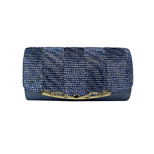 Sac De Soirée Femme Sac À Main Pochette Femmes Brillantes Sac De Soirée Sac De Mariage Fille Girl Gircelle avec Chaîne Glitter Party Bridal Sacs À Main (Color : Blue)