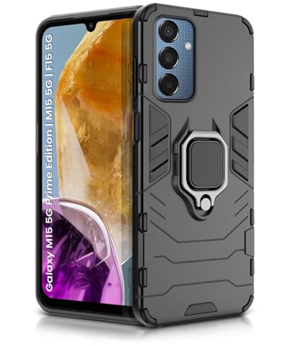 Image of AIBEX Armor Back Cover Compatible for Samsung A15 5G / Samsung F15 5G / Samsung M15 5G| Rugged Shockproof Case with Ring Holder & Kickstand | Military-Grade Protection | Magnetic Car Mount Compatible