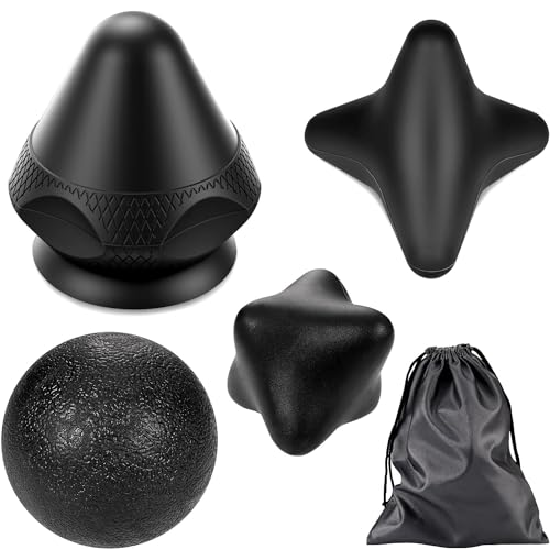 Zocipro 4 Stück Triggerpunkt Drücker Set Triggerdinger mit Saugnapf Runden Faszienball 4 und 6 Triggerpunkte Trigger für Muskelschmerzen und Verspannungen der Rücken Nacken Arme Schulter