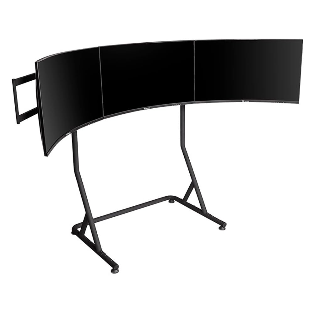 Thermaltake Triple Racing Monitor Stand Pro | Per 3 monitor 32″ curvi/34″ piatti | Struttura in acciaio | Altezza regolabile | Nero