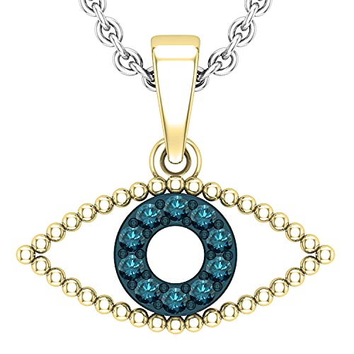 Dazzlingrock Collection Round Gemstone Womens Classic Evil Eye Shiny Charm Party Wear Pendant with 18 Inch Silver Chain, Available in Metal 10K/14K/18K Solid Gold & 925 Sterling Silver