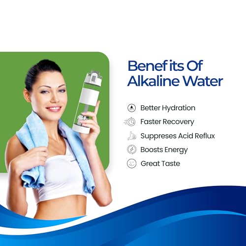 Image of Pexlar Tritan Multi Stage Alkaline Water Filter Bottle | Alkaline Water Generator | Water Bottle with Filter inside | White | 650 ml | Multirich Mineral Water - BPA Free