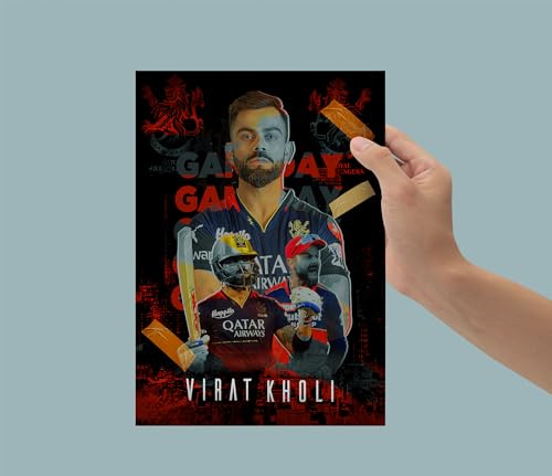 Image of Paper Virat Kohli Poster Set Of 8 12X8 Inch - Cricketers Posters - Rcb Posters For Wall - Motivation Posters - Team India Cricket Posters For Fans - Virat Kohli Cricket Posters For Wall Bedroom