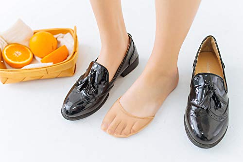 6 Pairs Women's Sheer Toe Cover with Padding Toe Topper Liner Socks Ladies High Heels Transparent Non-Skid Bottom4