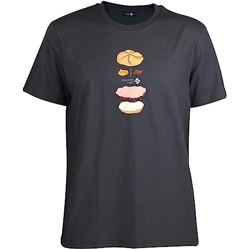 T-shirt Bavarian Burger coton doux gris foncé taille S respirant