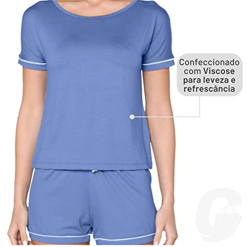 Pijama Lupo AF Short Doll Curto - Viscose feminino Azul M