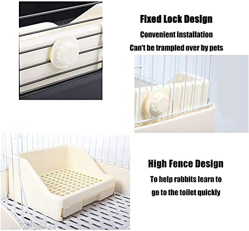 Rabbit Litter Box with Drawer, Small Animal Litter Pet Toilet Potty Trainer Corner Bunny Litter Bedding Box Plastic Pet Pan for Hamster/Guinea Pig/Ferret/Galesaur/Chinchilla (White)