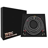 WORLDS BEST CABLES Câble de haut parleur unique Hi Fi audiophile de qualité supérieure avec fiches banane dorées Eminence et gaine en tweed carbone 1,8 m 9 AWG