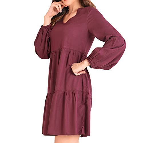Image of Miss Lavish London Women's V Neck Tiered Summer Dress Casual Short Sleeve Swing T Shirt Mini Dresses