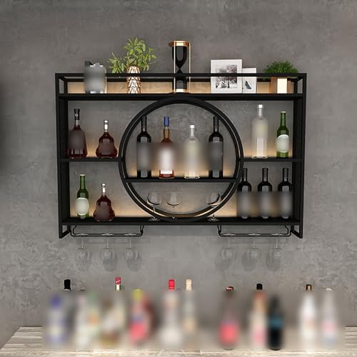 Wine rackLED Wine Glass Rack Liquor Bottle Display Shelf Supports Iron Display Stand Wine Holder Multifunctional Storage for Home Bar Dining Room Kitchen Cafe - Gold 100X1