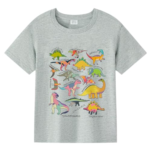 Image of T Shirts for Boys Toddler Girls Dino Types of Dinosaurs Kids Retro Tshirt Kids Summer Tee Tops 2-7 Years
