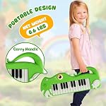 Costzon 25-Key Kids Piano Keyboard, Dinosaur Shape Toy Digital Piano with Built-in Music & Light, Portable Musical Instrument, Musical Learning Toy for 3+ Years Old Boys and Girls (Green)