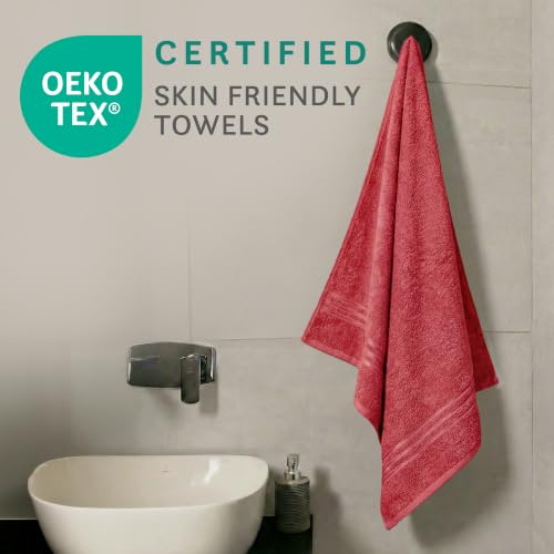 Image of MYTRIDENT Bath Towel for Men /Women | Comfort Living | Quick Drying | Travel Friendly | 1 Piece Large Size 100% Cotton 400 GSM | 70cms x 140cms - Tango Tomato