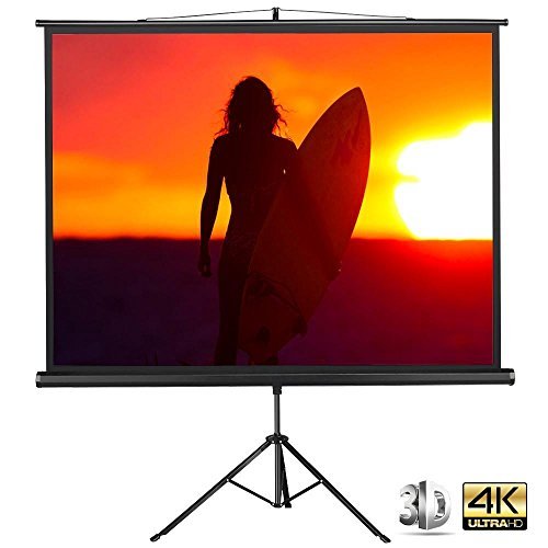 Yaheetech Portable Indoor Outdoor Projector Screen 100 Inch Diagonal Projection HD 16:9 Projection Pull Up Foldable Stand Tripod for Home Theater Cinema Party Office Presentation