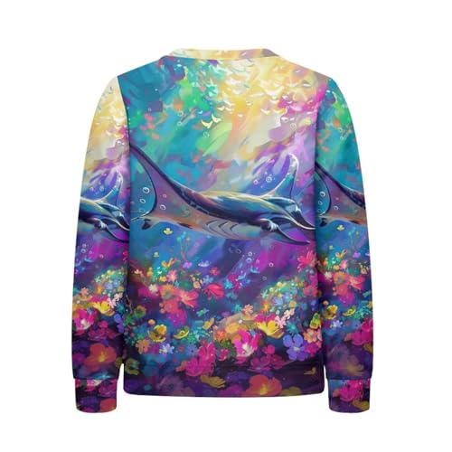 PinUp Angel Kids Artistic Animal Oil Painting Patterned Sweatshirt Boys Girls Pullover Funny Long Sleeve Tops2